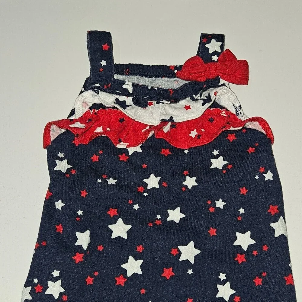 Patriotic 4th of July Baby Girl 3-6 Months Clothes Lot Shirt Romper Bodysuit RWB